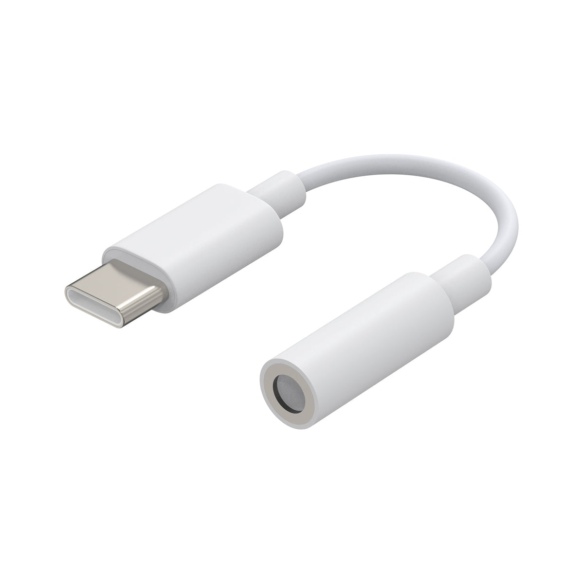 White USB-C to 3.5mm headphone jack adapter