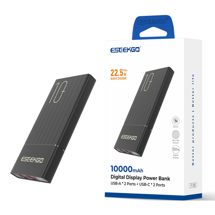 Eseekgo 10000mAh 22.5W Ultra Fast Digital Display Power Bank with FREE USB-C cable