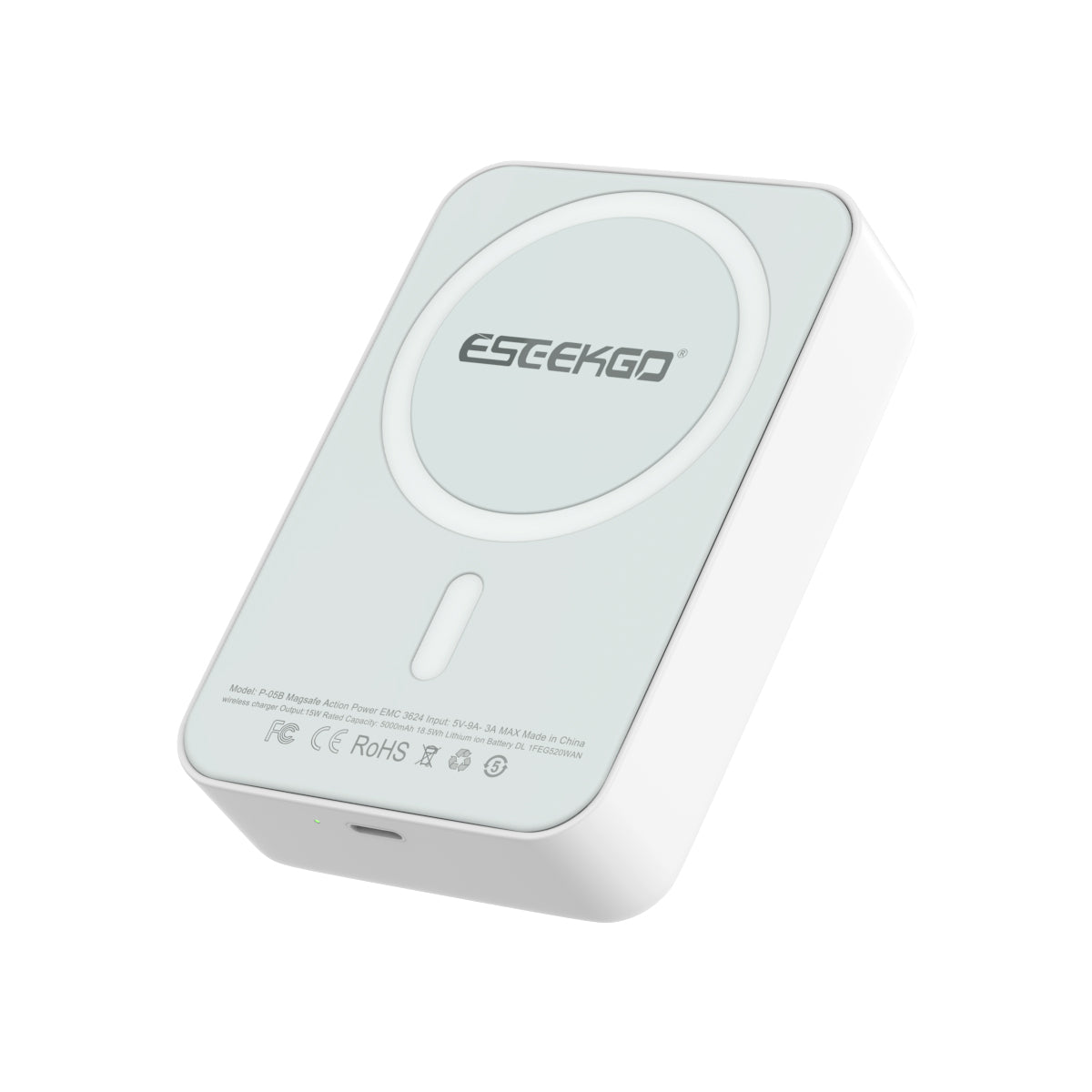 White Eseekgo 10000mAh magnetic wireless power bank