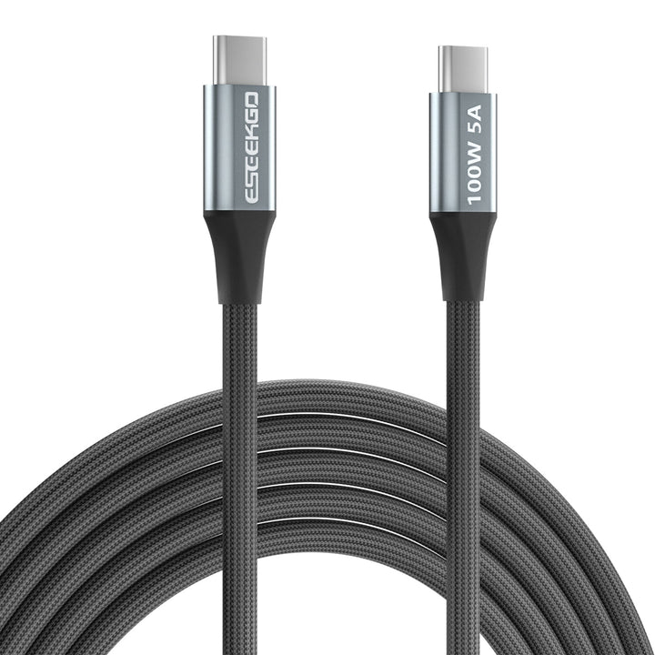 Eseekgo 100W ultrasnabb USB-C till USB-C 20Gbps dataöverföring 4K@60Hz Laddningskabel, svart