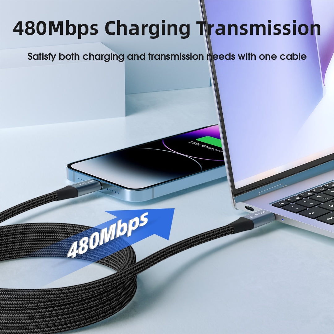 Eseekgo 100W ultrasnabb USB-C till USB-C 20Gbps dataöverföring 4K@60Hz Laddningskabel, svart