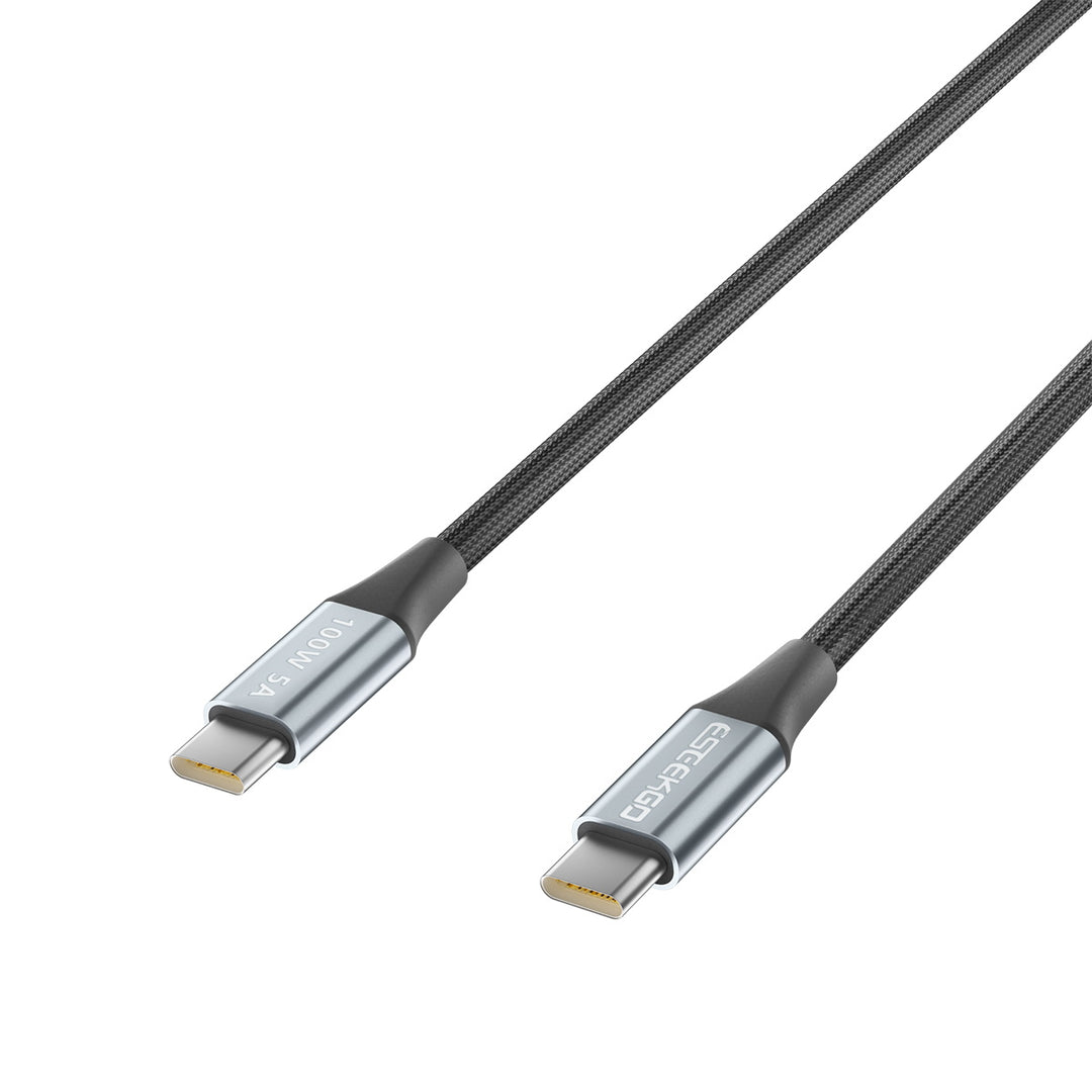 Eseekgo 100W ultrasnabb USB-C till USB-C 20Gbps dataöverföring 4K@60Hz Laddningskabel, svart