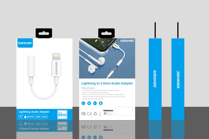 Adaptador de ficha de auscultadores de 3,5 mm para Lightning com certificação MFi ESEEKGO