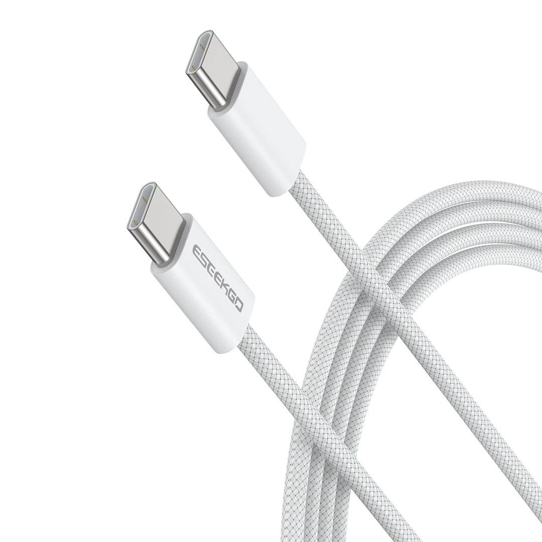 Eseekgo 100W USB C to USB C 5.0A PD3.0 Fast Charging Braided Cable, 1.2M White