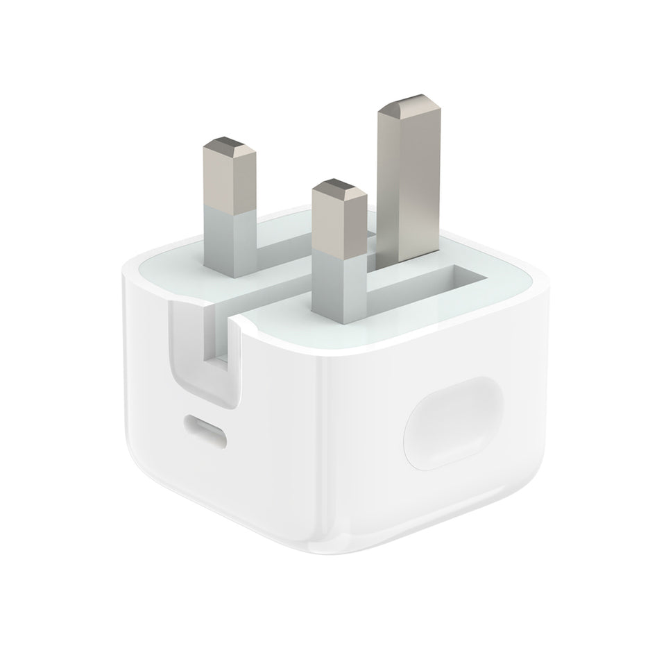 White Eseekgo 20W USB-C wall charger with UK plug pins unfolded