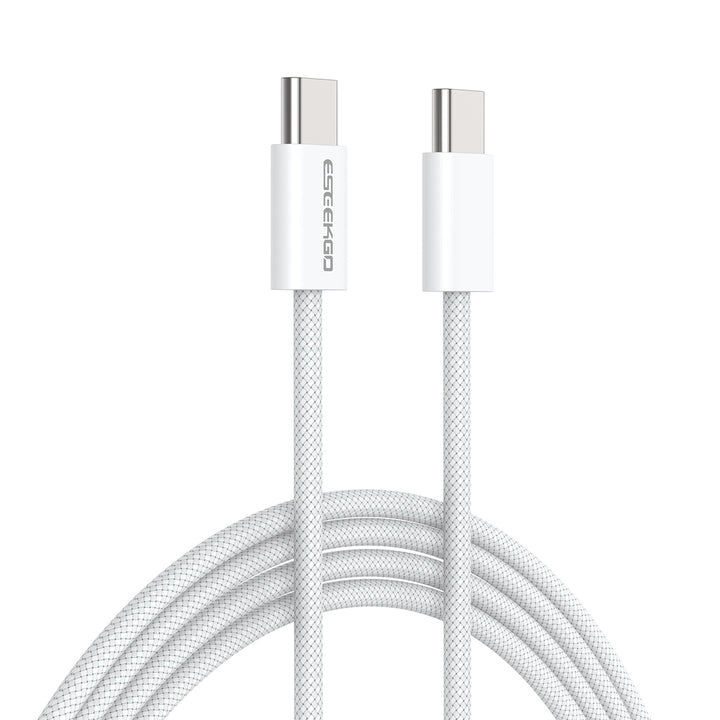 Eseekgo 100W USB C to USB C 5.0A PD3.0 Fast Charging Braided Cable, 1.2M White