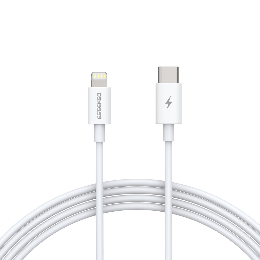 ESEEKGO 27W MFi-zertifiziertes Schnelllade-USB-C-auf-Lightning-Kabel, weiß