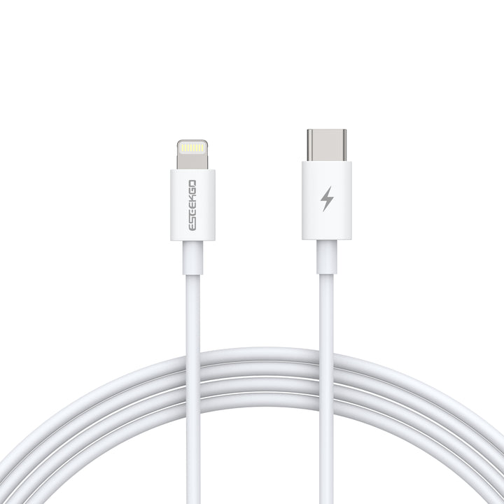 Cable de carga rápida USB-C a Lightning de 27 W con certificación MFi, blanco