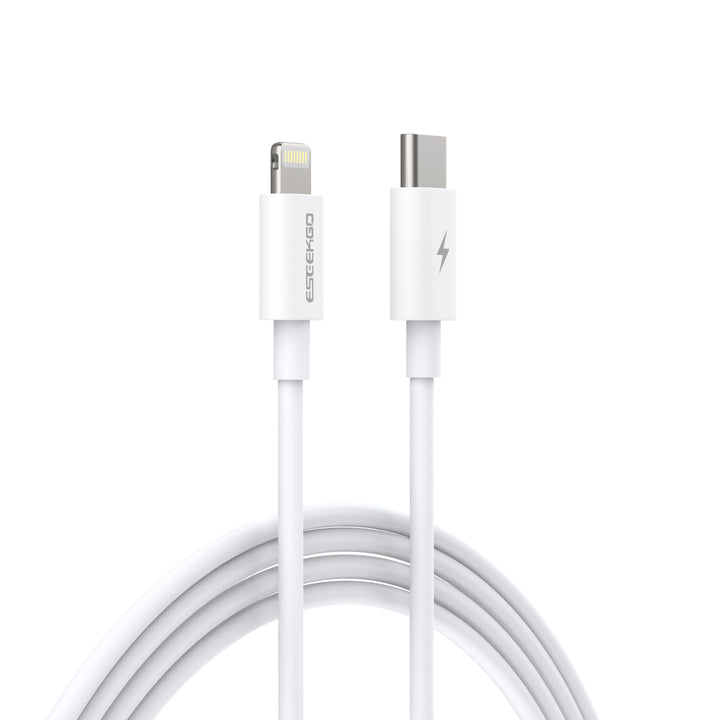 ESEEKGO 27W MFi-certificeret USB-C til Lightning-kabel med hurtig opladning, hvid