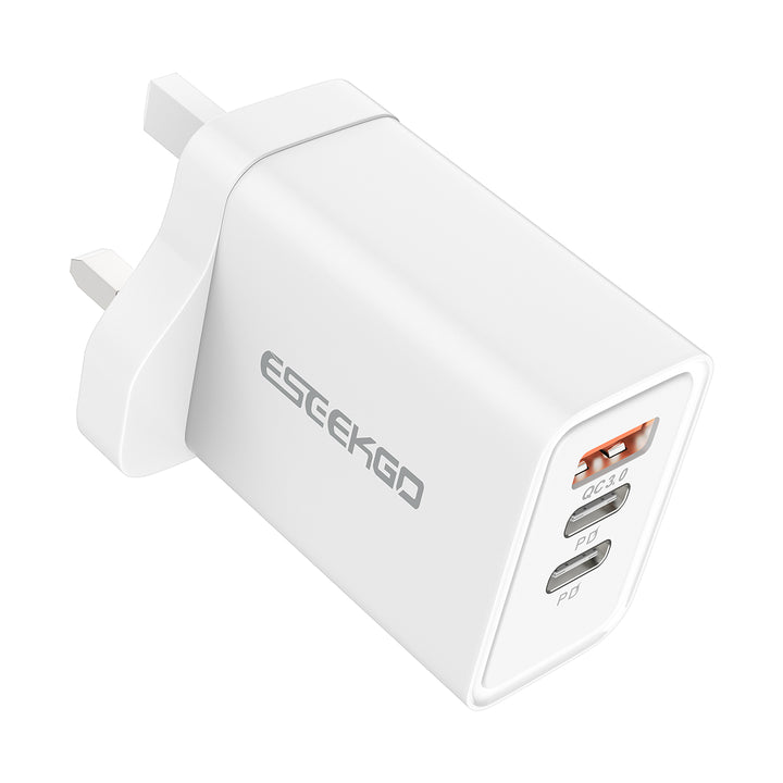 Eseekgo 45W GaN Super-fast Wall Charger with Triple Ports - Dual USB-C and USB-A