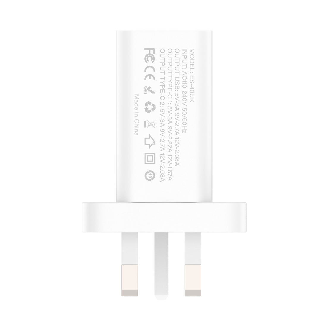 Eseekgo 45W GaN Super-fast Wall Charger with Triple Ports - Dual USB-C and USB-A