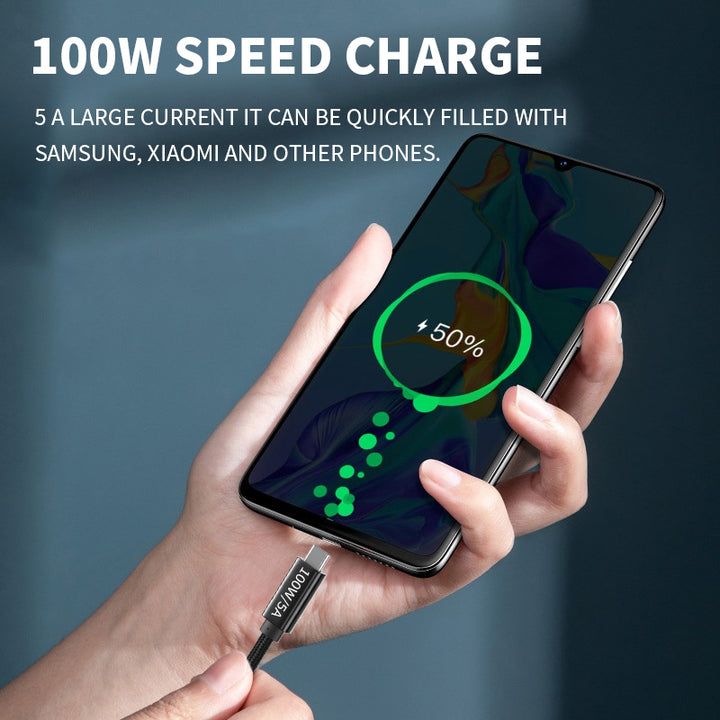 ESEEKGO 100W Ultrasnabb USB-C till USB-C 20Gbps dataöverföring 4K@60Hz Laddningskabel 1M, Svart