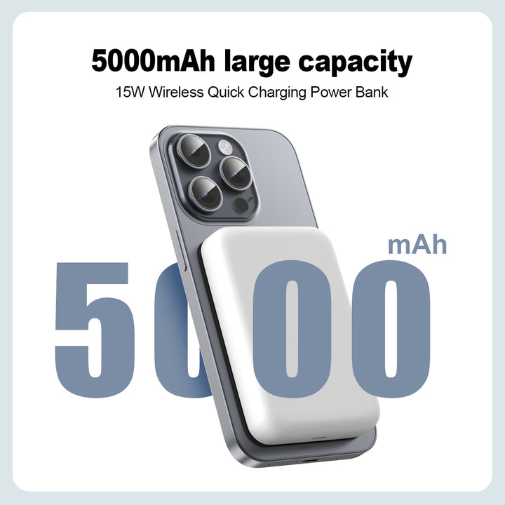 Eseekgo 5000mAh 15W Super-Fast Magnetic Wireless Power Bank with FREE USB-C cable