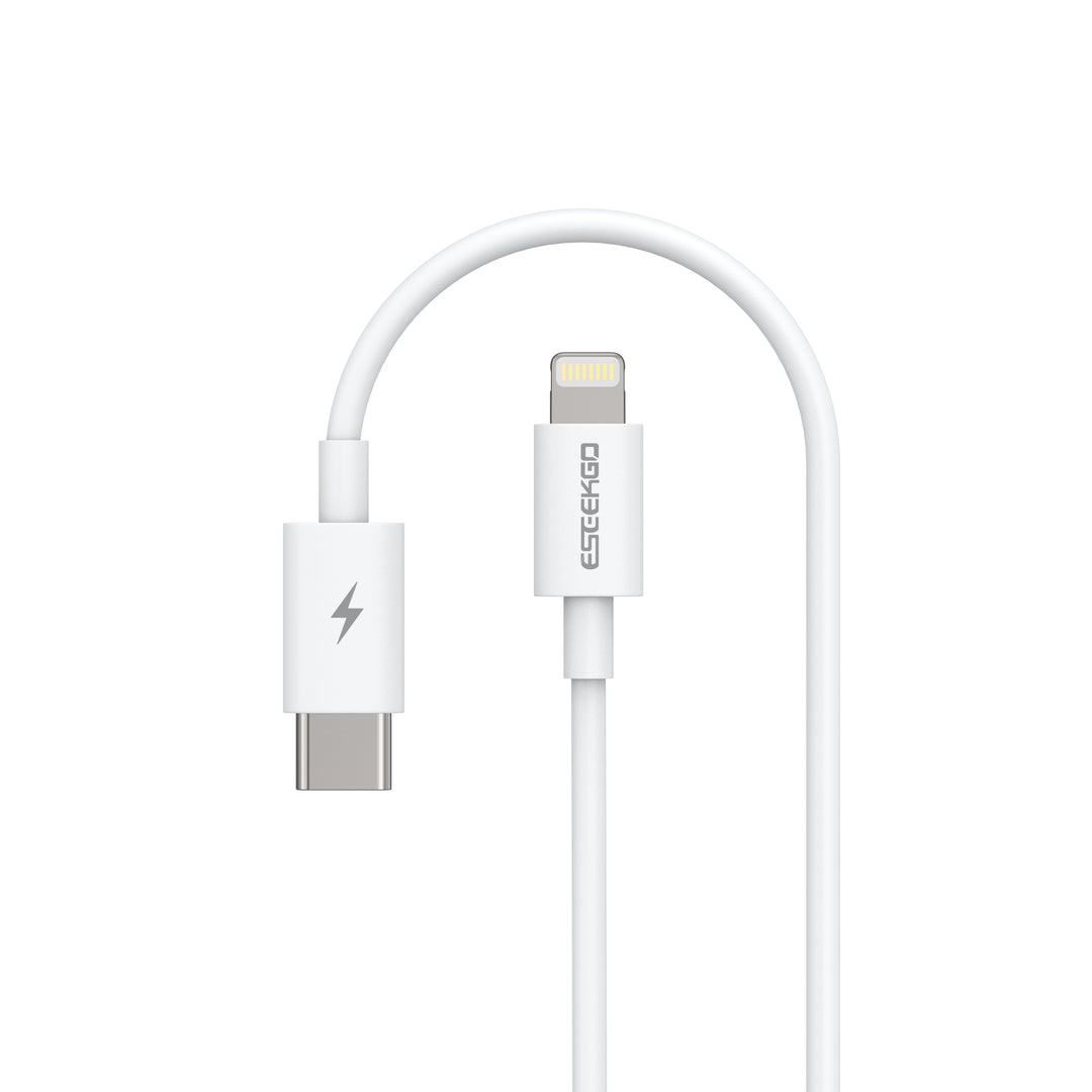 ESEEKGO 27W Cavo di ricarica rapida da USB-C a Lightning con certificazione MFi, bianco