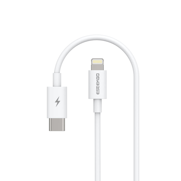 ESEEKGO 27W MFi-certificeret USB-C til Lightning-kabel med hurtig opladning, hvid