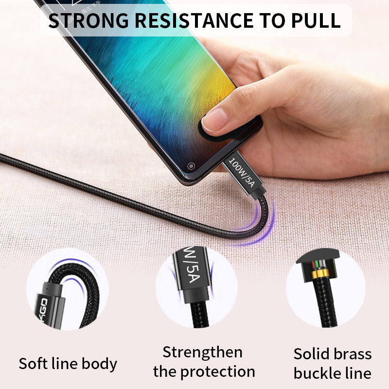 ESEEKGO 100W Ultrafast USB-C to USB-C 20Gbps data transfer 4K@60Hz Charging Cable 1M, Black (câble de chargement ultra-rapide USB-C vers USB-C 20Gbps)