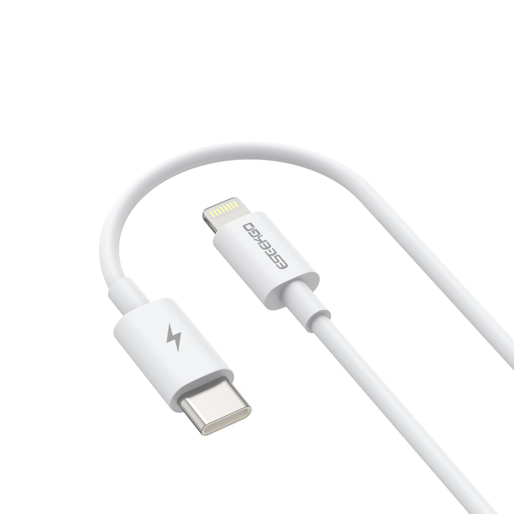 ESEEKGO 27W MFi-certificeret USB-C til Lightning-kabel med hurtig opladning, hvid