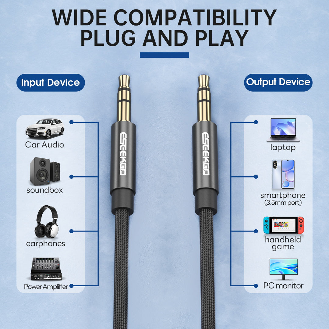 Cavo AUX 3.5mm Cavo AUX Jack 3.5mm Maschio-Maschio - 1.2 Metri, Per PC, Auto, Cuffie, Altoparlanti, Nuovo! Cavo PC A Stereo - Foto 9