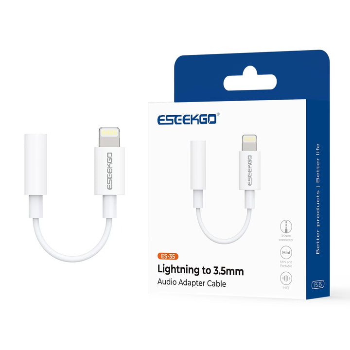 Eseekgo MFi-certifierad adapter för Lightning till 3,5 mm hörlursuttag