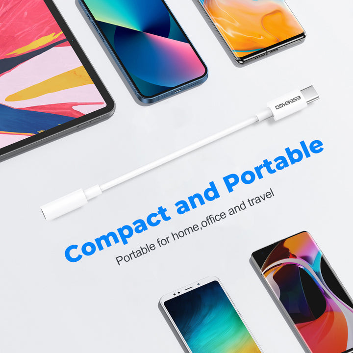 Eseekgo USB-C to 3.5mm Adapter — Hi-Fi DAC Headphone Jack Converter for iPhone, iPad, Samsung &amp; More