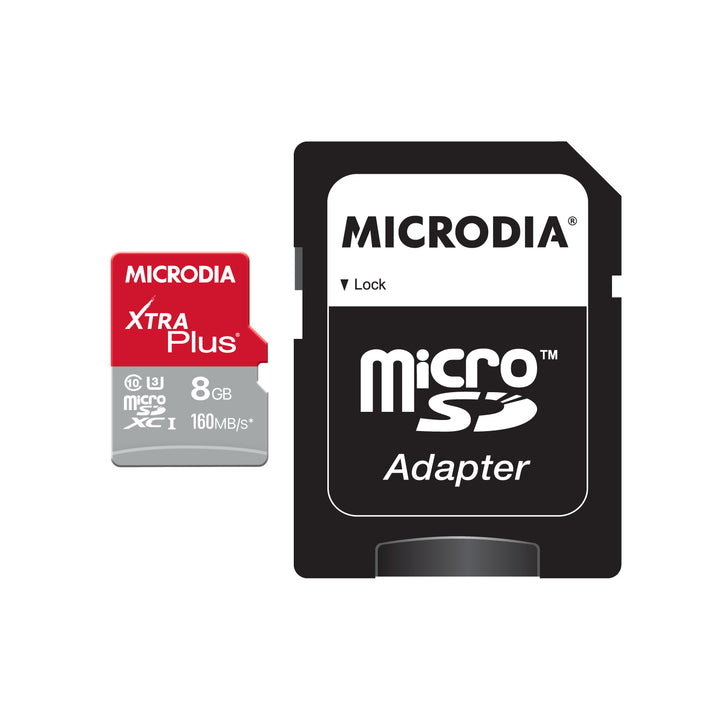 MICRODIA XTRA Plus microSD UHS-1-kort + SD-kortadapter + GRATIS læser - lavet til seriøse amatører og professionelle fotografer