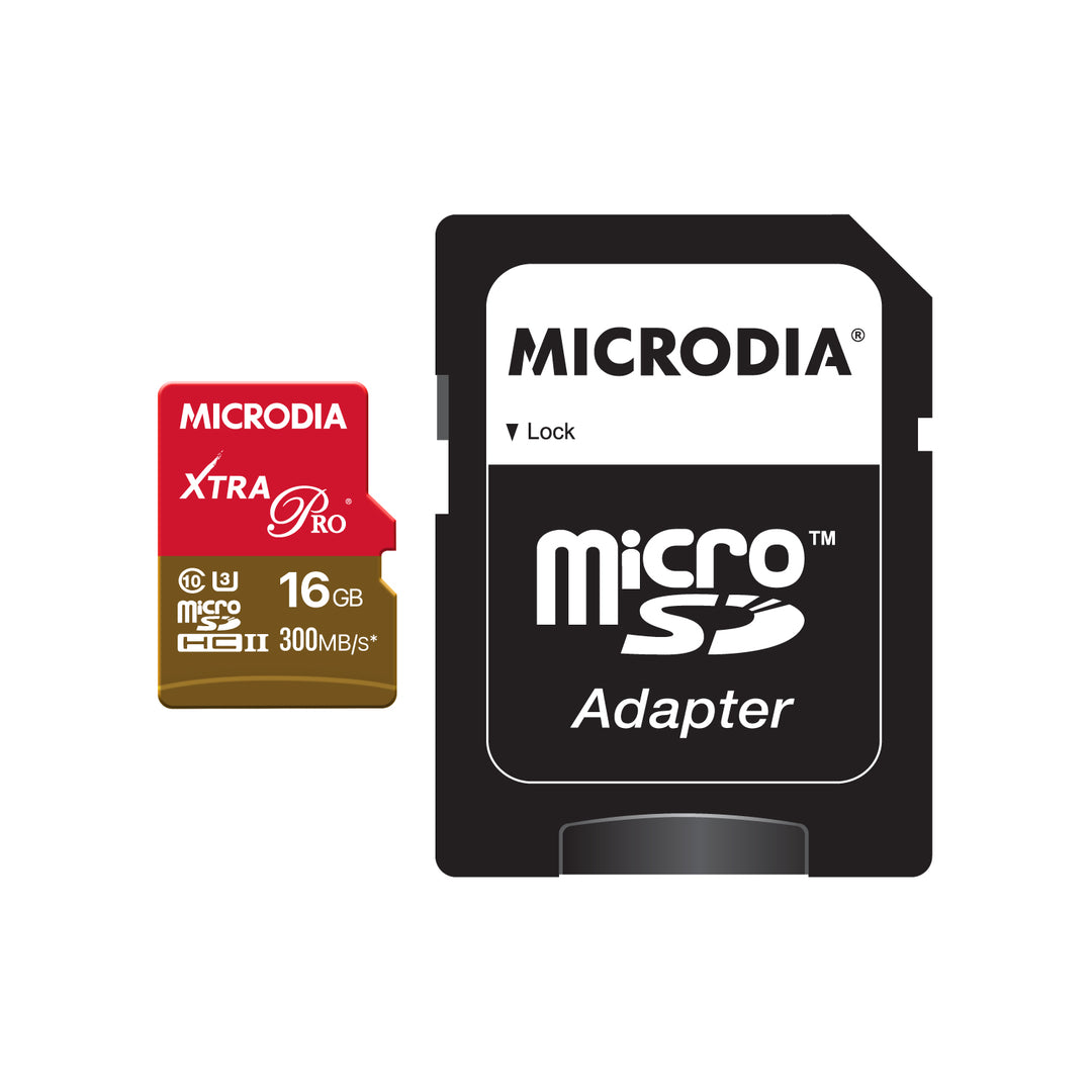 Tarjeta MICRODIA XTRA Pro microSD UHS-1 + adaptador de tarjeta SD - diseñada para fotógrafos profesionales serios