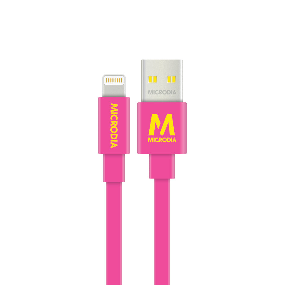 Flamingo pink Fruitywire Candy flat Lightning cable with Microdia logo
