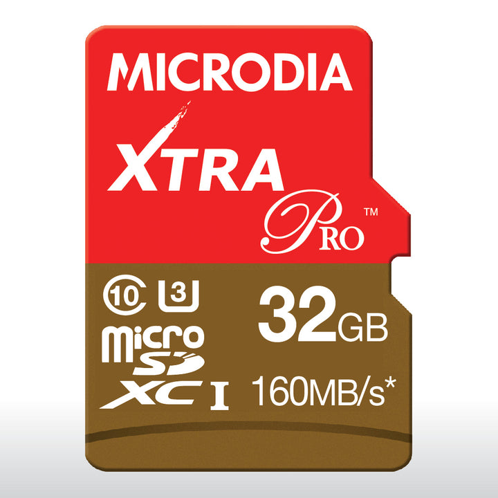 Cartão microSD UHS-1 MICRODIA XTRA Pro + Adaptador de cartão SD - concebido para fotógrafos profissionais sérios