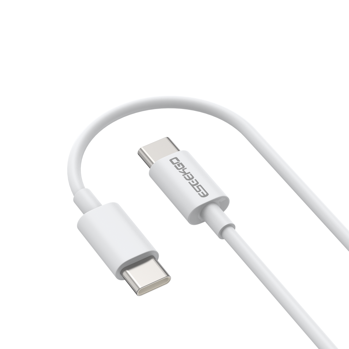 White 66W USB-C cable connectors, angled close-up