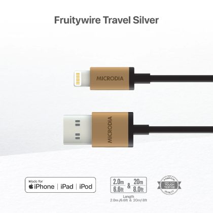 FruityWire MFi Lightning travel pack gold connectors