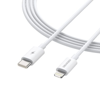 27W USB-C to Lightning fast charging cable white