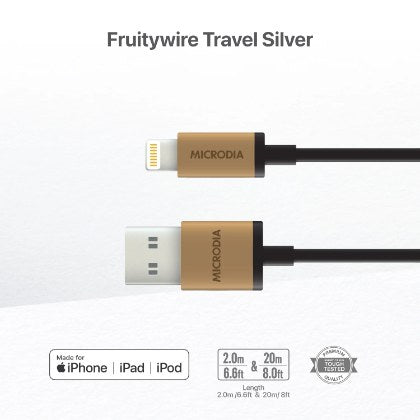 FruityWire MFi travel pack gold — Made for iPhone badge visible
