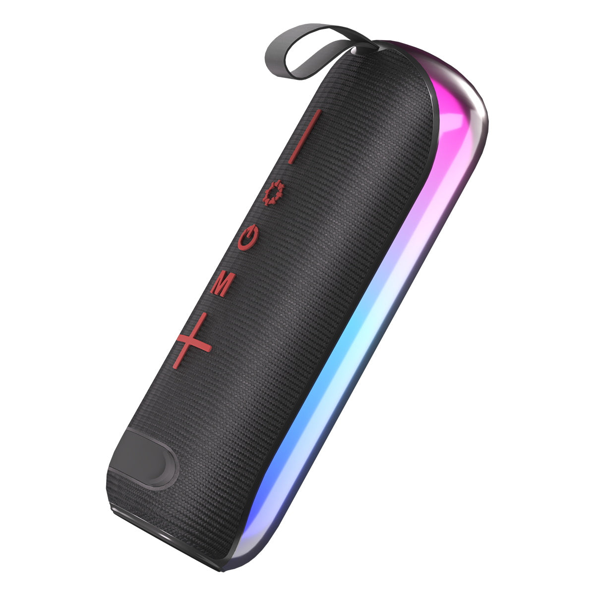 Eseekgo TWS portable outdoor speaker with carry strap, controls and glowing light strip